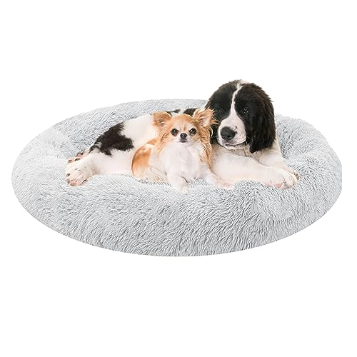 XIEMINLE Hundebett Grosse Hunde Mittelgroße Round Plüsch Hundebet, Donut Kuscheliges Hundekorb, Hundesofa Haustierbett Waschbar Hundekissen, Rund Donut rutschfest für Katzen Haustiere(Ø130cm) von XIEMINLE