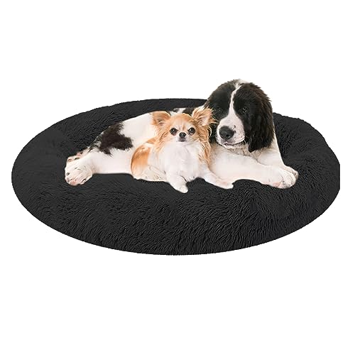 XIEMINLE Hundebett Grosse Hunde Mittelgroße Round Plüsch Hundebet, Donut Kuscheliges Hundekorb, Hundesofa Haustierbett Waschbar Hundekissen, Rund Donut rutschfest für Katzen Haustiere(Ø130cm) von XIEMINLE