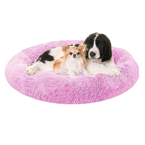 XIEMINLE Hundebett Grosse Hunde Mittelgroße Round Plüsch Hundebet, Donut Kuscheliges Hundekorb, Hundesofa Haustierbett Waschbar Hundekissen, Rund Donut rutschfest für Katzen Haustiere(Ø140cm) von XIEMINLE