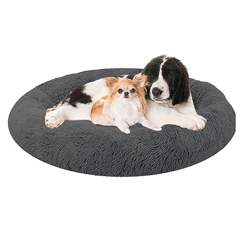 XIEMINLE Hundebett Grosse Hunde Mittelgroße Round Plüsch Hundebet, Donut Kuscheliges Hundekorb, Hundesofa Haustierbett Waschbar Hundekissen, Rund Donut rutschfest für Katzen Haustiere(Ø150cm) von XIEMINLE