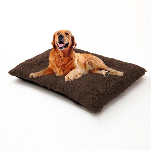 XIEMINLE Hundebett-Matte für Hundekäfige, Plüsch-Matratze, flauschig, Anti-Angst, weiches Haustierkissen mit rutschfester Unterseite, warme Katzenunterlage mit abnehmbarem Bezug (140 x 110 x 12 cm von XIEMINLE