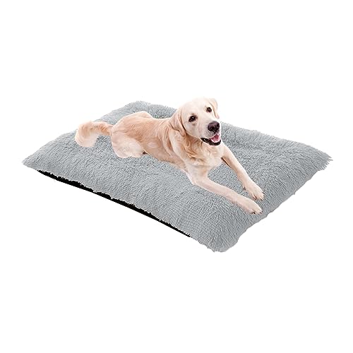 XIEMINLE Hundebett aus Plüsch, beruhigendes Haustierbett, waschbar, rutschfeste Hundekissen, Hundebett, große Anti-Angst-Hundematte, mittelgroßes Hundekissen, 140 x 110 x 12 cm, Grau XIEMINLE Hundebett aus Plüsch, beruhigendes Haustierbett, waschbar, rutschfeste Hundekissen, Hundebett, große Anti-Angst-Hundematte, mittelgroßes Hundekissen, 140 x 110 x 12 cm, Grau von XIEMINLE
