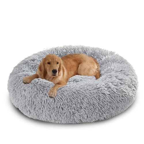 XIEMINLE Hundebett für den Innenbereich, Donut-Haustierbetten, rundes Hundekissen, maschinenwaschbar, Plüsch-Haustiermatte, warmes Welpennest, flauschiger Welpenkorb mit rutschfester Unterseite (120 XIEMINLE Hundebett für den Innenbereich, Donut-Haustierbetten, rundes Hundekissen, maschinenwaschbar, Plüsch-Haustiermatte, warmes Welpennest, flauschiger Welpenkorb mit rutschfester Unterseite (120 von XIEMINLE