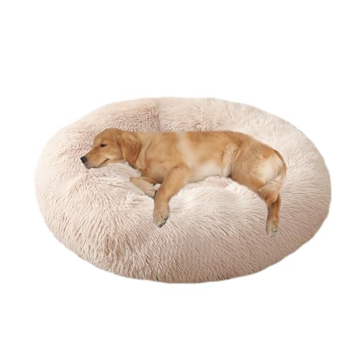 XIEMINLE Hundebett für mittelgroße und große Hunde und Katzen, Plüsch, Anti-Angst, rundes Haustierkissen, maschinenwaschbar, Donut-Welpenmatte, warmes Welpennest mit rutschfester Unterseite, 130 cm von XIEMINLE