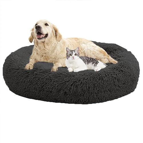 XIEMINLE Hundebetten, beruhigendes Donut-Welpenbett, Donut-Kissenbetten, Heimwelpen-Kuscheltier mit rutschfester Unterseite, Katzen-Haustierkissen, waschbar, Hundesofa, Bett, Hundekissenkorb, 120 cm, von XIEMINLE