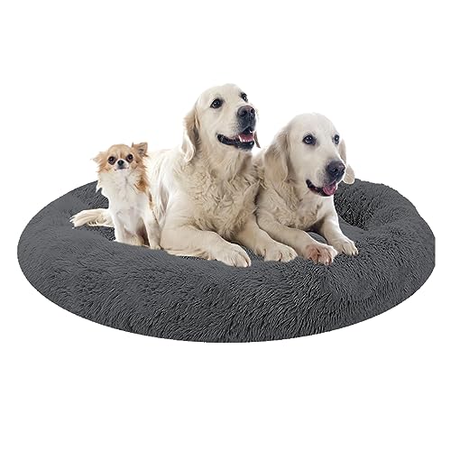 XIEMINLE Hundekissen Hundesofa, Flauschig Plüsch Hundebett Donut Kuscheliges Hundekorb für Große Mittelgroße Hunde, Orthopädisches Hundebett, Welpen Kissen Katzenbett Donut Kuscheliges(Ø130cm) von XIEMINLE