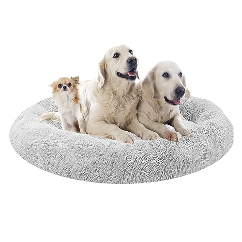 XIEMINLE Hundekissen Hundesofa, Flauschig Plüsch Hundebett Donut Kuscheliges Hundekorb für Große Mittelgroße Hunde, Orthopädisches Hundebett, Welpen Kissen Katzenbett Donut Kuscheliges(Ø130cm) von XIEMINLE