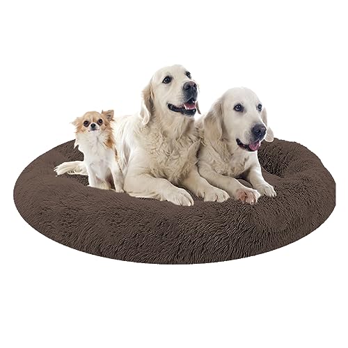 XIEMINLE Hundekissen Hundesofa, Flauschig Plüsch Hundebett Donut Kuscheliges Hundekorb für Große Mittelgroße Hunde, Orthopädisches Hundebett, Welpen Kissen Katzenbett Donut Kuscheliges(Ø90cm) von XIEMINLE