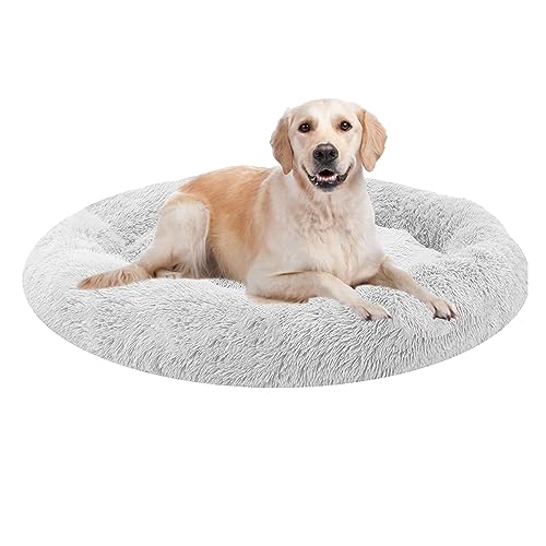 XIEMINLE Hundesofa Haustierbett, Round Plüsch Hundebett, Donut Kuscheliges Hundekorb, Orthopädisches Hundebett Katzenbett Flauschig, Haustier Hundebetten für Mittelgroße Hunde, Katzenbett(Ø80cm) von XIEMINLE