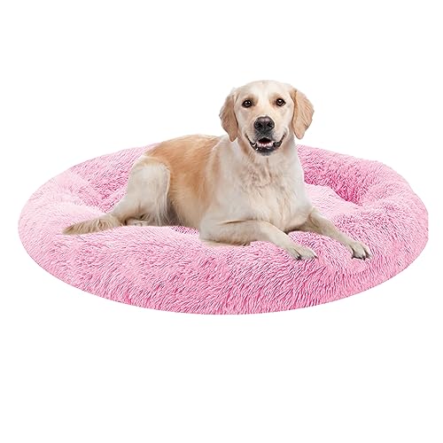 XIEMINLE Hundesofa Haustierbett, Round Plüsch Hundebett, Donut Kuscheliges Hundekorb, Orthopädisches Hundebett Katzenbett Flauschig, Haustier Hundebetten für Mittelgroße Hunde, Katzenbett(Ø80cm) von XIEMINLE