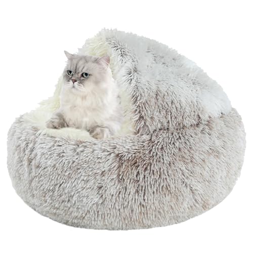 XIEMINLE Katzenbett, Haustierbett, Plüschkissen, Sofa für Kätzchen und Welpen, Donut-Katzenbett, Katzenkissen mit rutschfester Unterseite, Haustierkissen, Sofa, Innenschlafbett, waschbar, 40 cm, von XIEMINLE