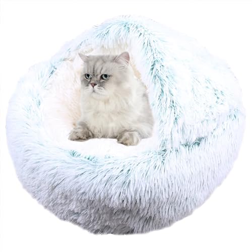 XIEMINLE Katzenbett, Haustierbett, Plüschkissen, Sofa für Kätzchen und Welpen, Donut-Katzenbett, Katzenkissen mit rutschfester Unterseite, Haustierkissen, Sofa, Schlafbett, waschbar, 60 cm, Grün von XIEMINLE