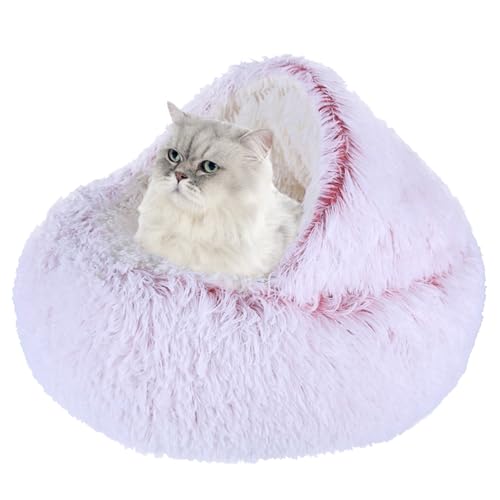 XIEMINLE Katzenbett, Haustierbett, Plüschkissen, Sofa für Kätzchen und Welpen, Donut-Katzenbett, Katzenkissen mit rutschfester Unterseite, Haustierkissen, Sofa, Schlafbett, waschbar, 60 cm, Rosa von XIEMINLE