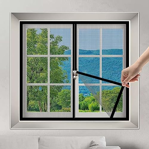 XIEMINLE Katzenschutz-Fensternetz in individueller Größe, Katzensicherheitsnetz mit Reißverschluss, selbstklebendes Fliegengitter, Insektenschutznetz für Balkon, Schlafzimmer, Küche, B x H: 200 x 100 von XIEMINLE