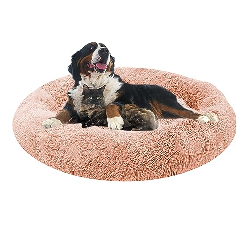 XIEMINLE Orthopädisches Hundebett, Round Plüsch Hundebett, Haustierbett für Große Mittelgroße Hunde, Hundesofa Katzenbett Donut, Waschbar Hundekorb Antistress Kuschelig Hundekissen(Ø110cm) von XIEMINLE