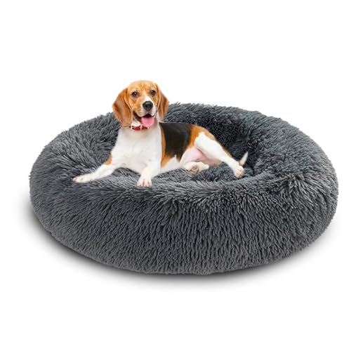 XIEMINLE Orthopädisches Hundebett, flauschig, kreisförmig, Plüsch, Anti-Angst, warmes Haustiernest, waschbar, runde Welpenmatratze, weiche Katzenmatte mit rutschfester Unterseite (130 cm, Dunkelgrau) XIEMINLE Orthopädisches Hundebett, flauschig, kreisförmig, Plüsch, Anti-Angst, warmes Haustiernest, waschbar, runde Welpenmatratze, weiche Katzenmatte mit rutschfester Unterseite (130 cm, Dunkelgrau) von XIEMINLE