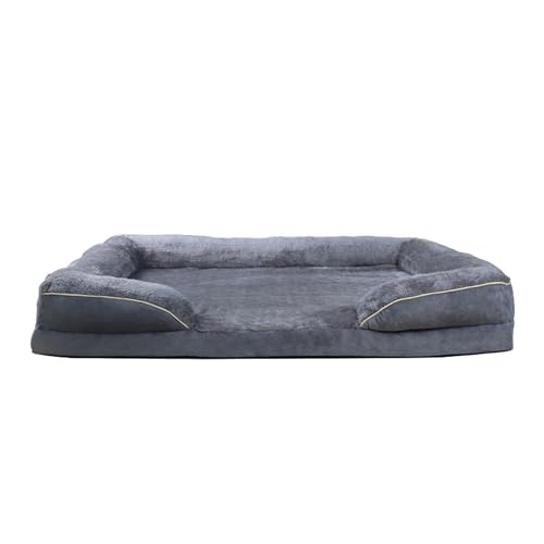 XIEMINLE Orthopädisches Hundesofa, rechteckig, weiche Haustiercouch mit Seitenrolle, beruhigende Welpenmatte mit waschbarem, abnehmbarem Bezug und rutschfester Unterseite, 113 x 81 x 18 cm, Grau XIEMINLE Orthopädisches Hundesofa, rechteckig, weiche Haustiercouch mit Seitenrolle, beruhigende Welpenmatte mit waschbarem, abnehmbarem Bezug und rutschfester Unterseite, 113 x 81 x 18 cm, Grau von XIEMINLE