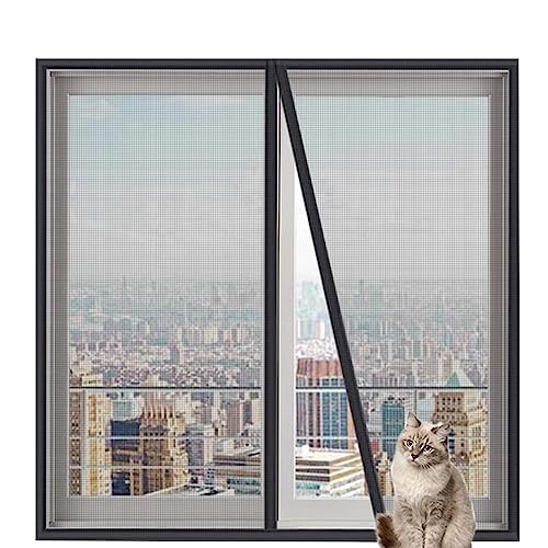 XIEMINLE Schützendes Fensternetz mit Reißverschluss für Katze, benutzerdefinierte Größe, Katzenfenster-Sicherheitsnetz für Katzenschutz, Fliegengitter, selbstklebendes Netz, Anti-Mücken-Insekten, B x von XIEMINLE