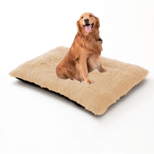 XIEMINLE Waschbares Hundebett, flauschig, weich, Hundebox-Matratze, beruhigendes Haustierkissen, Plüsch-Haustiermatte mit abnehmbarem Bezug, warme Welpenunterlage mit rutschfester Unterseite, 120 x 90 von XIEMINLE