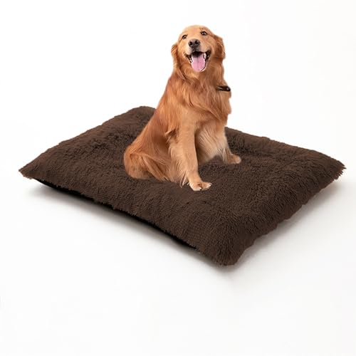 XIEMINLE Waschbares Hundebett, flauschig, weich, Hundebox-Matratze, beruhigendes Haustierkissen, Plüsch-Haustiermatte mit abnehmbarem Bezug, warme Welpenunterlage mit rutschfester Unterseite, 70 x 50 von XIEMINLE