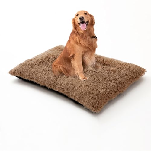 XIEMINLE Waschbares Hundebett, flauschig, weich, Hundebox-Matratze, beruhigendes Haustierkissen, Plüsch-Haustiermatte mit abnehmbarem Bezug, warme Welpenunterlage mit rutschfester Unterseite, 70 x 50 von XIEMINLE