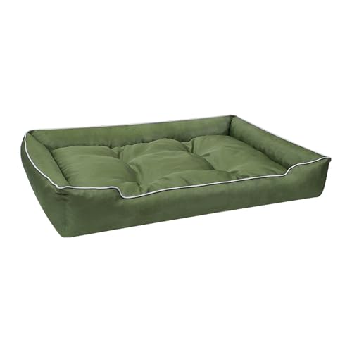XIEMINLE Wasserdichtes Hundesofa, Anti-Angst-Matte für Welpen und Kätzchen, Haustier-Couch-Bett, Hunde-Kuschelnest mit dreiseitiger Nackenrolle und rutschfester Unterseite, 70 x 50 x 14 cm, Grün von XIEMINLE
