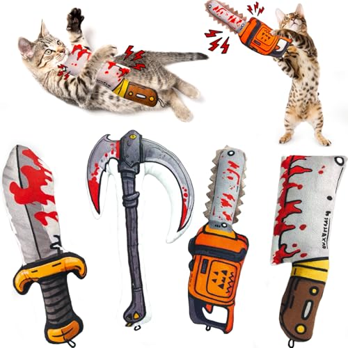 XIFOWE Katzenspielzeug, Cartoon-Design, bunt, Horror, lustiges Messer, Katzenminze, Katzenspielzeug, langlebig, weich, sandig, geeignet für alle Katzenrassen, interaktives Spielen, Training, 4 Stück XIFOWE Katzenspielzeug, Cartoon-Design, bunt, Horror, lustiges Messer, Katzenminze, Katzenspielzeug, langlebig, weich, sandig, geeignet für alle Katzenrassen, interaktives Spielen, Training, 4 Stück von XIFOWE