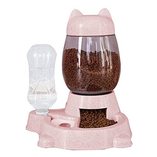 XIGAWAY Automatischer Wasserspender für Katzen, Futternapf, Futternapf, Doppelnapf, Hundetrinkflasche, Kätzchen, langsames Fressnapf (rosa) von XIGAWAY