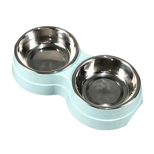 XIGAWAY Doppelnapf für Tierfutter, Wasserspender für Hunde- und Katzenfutter, Futterbehälter Al Aal, geeignet für kleine und mittelgroße Haustiere (blau) von XIGAWAY