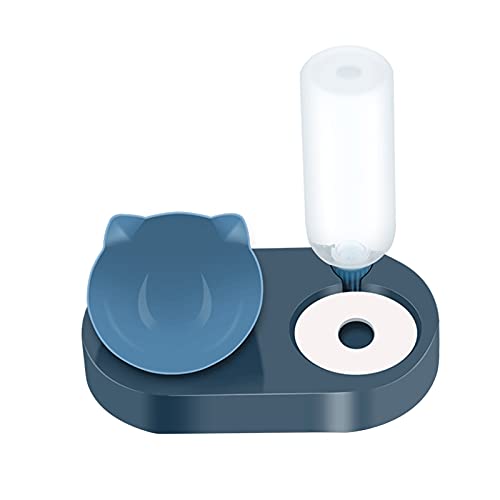 XIGAWAY Doppelter Futternapf, automatischer Wasserspender, verstellbarer Futternapf für Katzen und Hunde (blau) von XIGAWAY