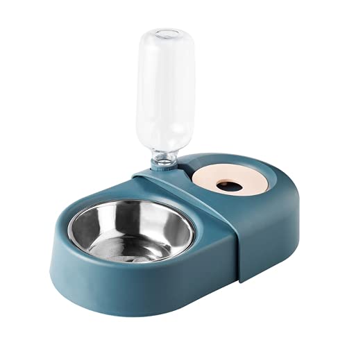 XIGAWAY Futternapf, Doppelnapf, automatischer Wasserspender, Futterspender für Hunde und Katzen (blau) von XIGAWAY