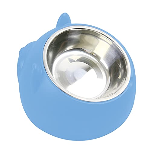 XIGAWAY Geneic Futternapf für Katzen und Hunde, Edelstahl, 15 ° abgeschrägt, rutschfest, Futter-Utensilien, für Welpen, Kätzchen, Futterbehälter (blau) von XIGAWAY