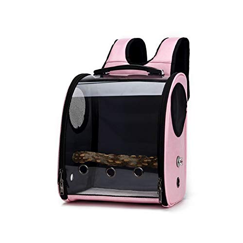 XIGAWAY Haustier-Rucksack für Hunde und Katzen, für Papageien, Vögel, Reisetasche, Raumkapsel, transparenter Rucksack, atmungsaktiv für Reisen, Wandern, Wandern und Outdoor (Pink) von XIGAWAY