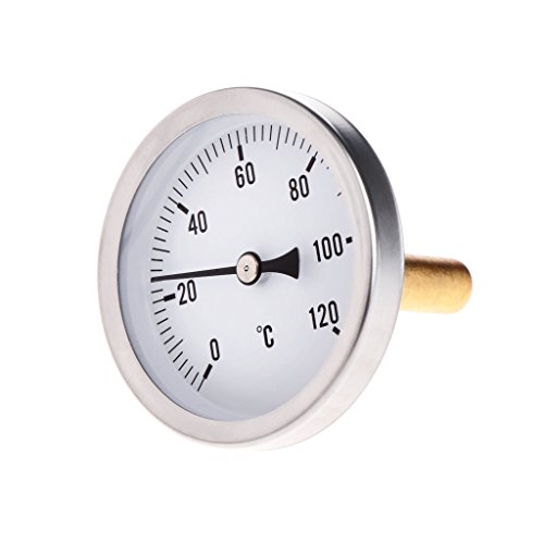 XIGAWAY Horizontales Thermometer mit 63 mm großem Zifferblatt, Aluminium, Temperaturmessgerät für Flüssigwasser von XIGAWAY