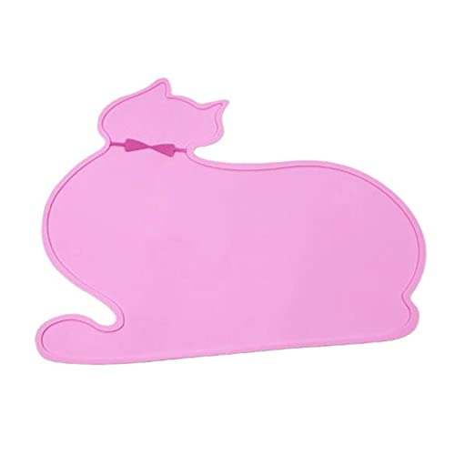 XIGAWAY Niedliche Katzenfuttermatte mit erhöhtem Rand, wasserdicht, lebensmittelechtes Silikon, Sicherheitszubehör (Pink) von XIGAWAY