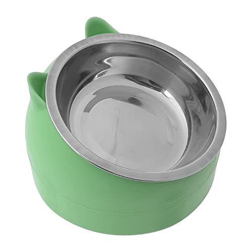 XIGAWAY Niedlicher Futternapf für Katzen und Hunde, Edelstahl, Schutz für Halswirbel, 15 Grad abgeschrägter Mund, Futterbehälter für Welpen (grün) von XIGAWAY