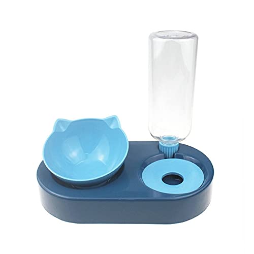 XIGAWAY Pet Bowl Automatischer Kunststoff Wasserspender Wasser und Futter Schüssel für Wasserversorgung Haustier Versorgung Katze Wasser und Futter Feeder Katze (Blau) von XIGAWAY