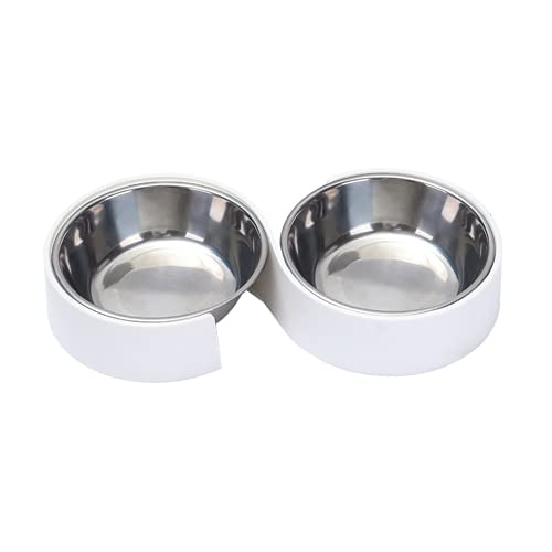 XIGAWAY Rutschfester Doppel-Hundenapf aus Edelstahl, für Futter und Wasser, Weiß von XIGAWAY