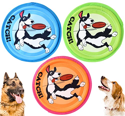 XIGOU Hund Flying Disc, 3 Pack Dog Flyer Hundespielzeug, Leichtes Flying Disc Dog Fetch Spielzeug für kleine, große Hunde & Welpen - Schwimmt im Wasser & sicher auf den Zähnen von XIGOU