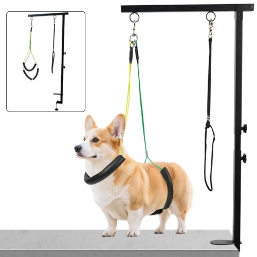 Fellpflegetisch für kleine Hunde zu Hause, faltbar, mit rutschfester Metallklemme, 88,9 cm, höhenverstellbar, geeignet für kleine und mittelgroße Haustiere (Pflegetisch nicht im Lieferumfang enthalten von XIGOUPT