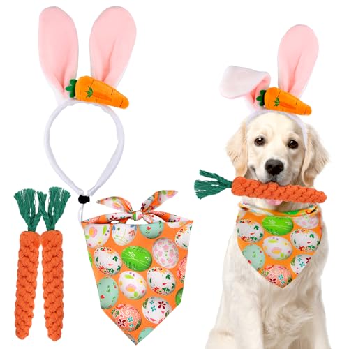 Oster Hundekostüm, Oster Hundehalstuch Hunde Hasenohren Stirnband Hunde Suchspiel Karotten Hunde Oster Outfit Oster Welpenspielzeug für Urlaub Party Cosplay Oster Hundekostüm, Oster Hundehalstuch Hunde Hasenohren Stirnband Hunde Suchspiel Karotten Hunde Oster Outfit Oster Welpenspielzeug für Urlaub Party Cosplay von XIHIRCD