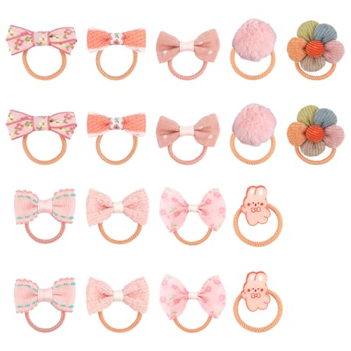 XIHIRCD 18St Haarschleifen für Hunde mit Gummibändern, Rosa Gummibändern Süß Welpenschleifen Hunde Haarbänder Blume Ball Häschen Schleife Hundehaar Accessoires Haarschleifen für Haustiere von XIHIRCD