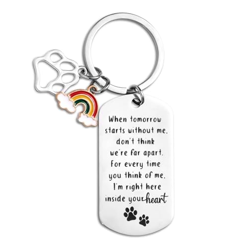 XIHIRCD Gedenk-Schlüsselanhänger für Hunde Bei Verlust Eines Hundes, Gedenkgeschenk für Haustiere mit Pfote und Regenbogenbrücke für Hunde und Katzen XIHIRCD Gedenk-Schlüsselanhänger für Hunde Bei Verlust Eines Hundes, Gedenkgeschenk für Haustiere mit Pfote und Regenbogenbrücke für Hunde und Katzen von XIHIRCD