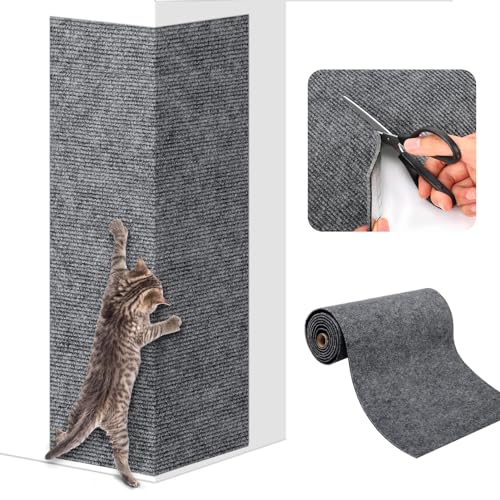 Selbstklebend Kratzteppich Katze Wand, 200cmx40cm Zuschneidbare Kratzmatte Katze, Kratzteppich Katzen, Kratzbrett Katzen, Katzen Kratzwand, Katzenkratzbretter für Schützt Teppiche Sofa Möbel von XIHUANNI