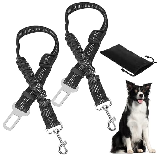 XIKAYA Auto-Hundegurt, verstellbar - 2er Pack, mit Stoßdämpfung und Aufbewahrungstasche für alle Hunderassen und Fahrzeugtypen (50-88 cm) von XIKAYA
