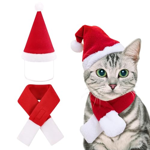 XIKTTK Katzen Hunde Weihnachtskostüm, Weihnachtsmütze Katze, Katzenkostüm Weihnachten, Hund Weihnachtsmütze, Kleine Weihnachtsmützen Katze Schal, für Welpen Kätzchen Weihnachten Party Kostüm XIKTTK Katzen Hunde Weihnachtskostüm, Weihnachtsmütze Katze, Katzenkostüm Weihnachten, Hund Weihnachtsmütze, Kleine Weihnachtsmützen Katze Schal, für Welpen Kätzchen Weihnachten Party Kostüm von XIKTTK