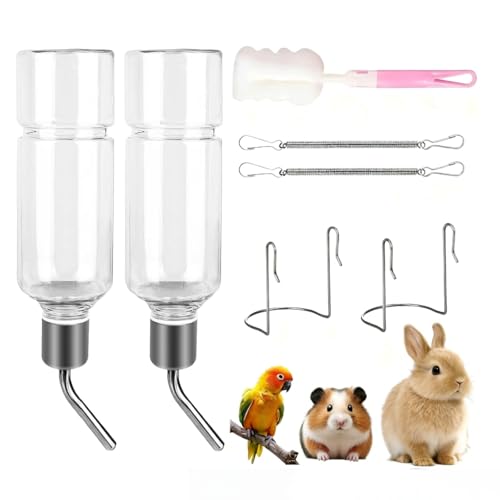 XIKTTTK Trinkflasche Kaninchen 2 Stück, Trinkflasche Meerschweinchen, Hasentränke, Kaninchentränke, Nagertränke, Kleintiertränke Hasen, Tränke Kaninchen, 350ml x 2 von XIKTTK