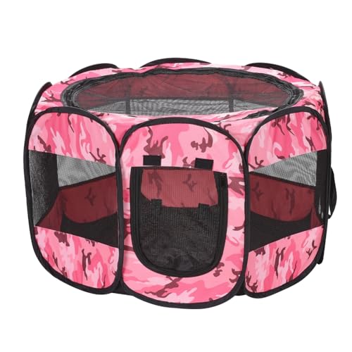 XIMINZ Faltbarer Laufstall für Hunde, Pop-Up-Laufstall, tragbar, für drinnen und draußen, für Kätzchen, Welpen, Laufstall, Katzenkiste, Zelt mit Tragetasche, 600D Oxford (Camo Pink, Größe M (80 x 80 x XIMINZ Faltbarer Laufstall für Hunde, Pop-Up-Laufstall, tragbar, für drinnen und draußen, für Kätzchen, Welpen, Laufstall, Katzenkiste, Zelt mit Tragetasche, 600D Oxford (Camo Pink, Größe M (80 x 80 x von XIMINZ