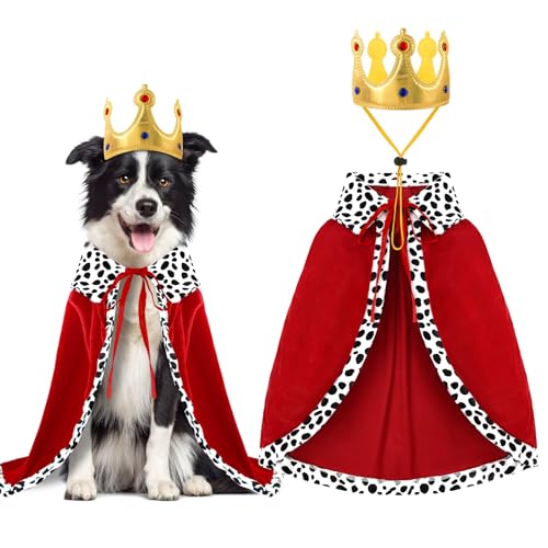 XIMISHOP Halloween Huastier Kostüme König,Hunde und Katze Umhang Rot Halloween Cosplay Lux Mantel Für Prinz und Prinzessin von XIMISHOP