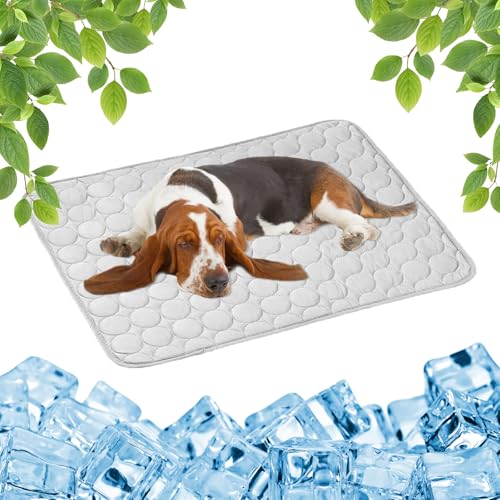 XIMKONTER Haustier Kühlmatte,Kühldecke Katze 62 * 50cm,Kühlmatte Katze,Hundekühlmatte für Hund Selbstkühlende Matte für Haustiere Summer Pet Ice Pad Abrieb- und Bissfest Natürliche Kühlung(Grau,M) von XIMKONTER